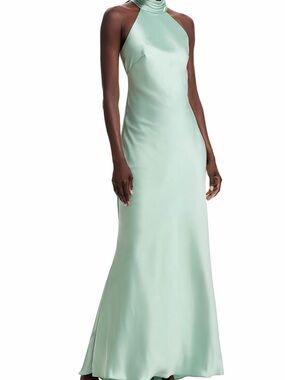 ASOS Mint Green Halter-Neck Satin Maxi Dress